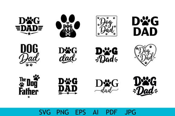 Dog Dad Typography Bundle Design: Essential Graphics for Crafts