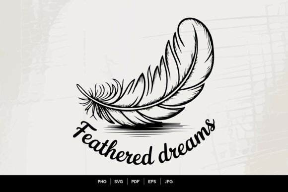 Feathered Dreams Line Art: A Graphic Design Asset for Crafts