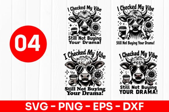 Funny Cow Vibe Check Quote SVG PNG Graphics and Illustrations