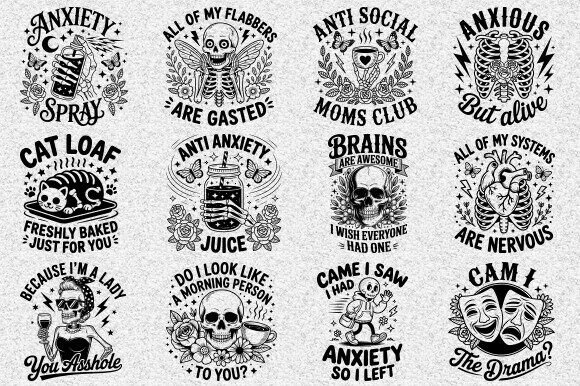Snarky Skeleton SVG Bundle, Quote Svg Graphics for T-Shirt Designs