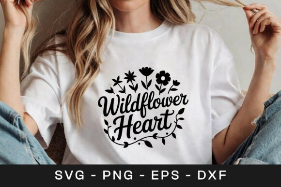 Wildflower Heart Floral Inspirational SV Graphics for Crafts